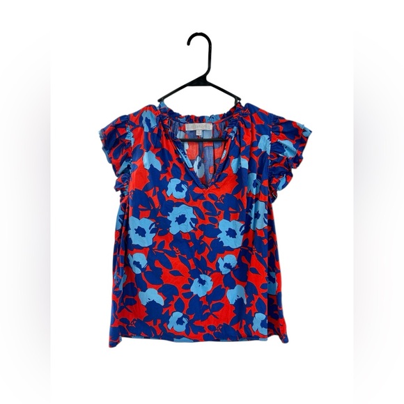 Sugarlips Floral V-Neck Ruffle Sleeve Top - Picture 2 of 6